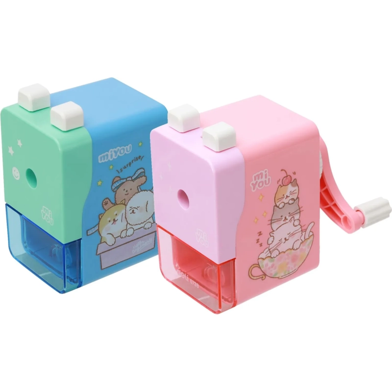 Точилка механическая Deli E0739 MiYou, 1 отв.,пластик,без струбцины ассорти