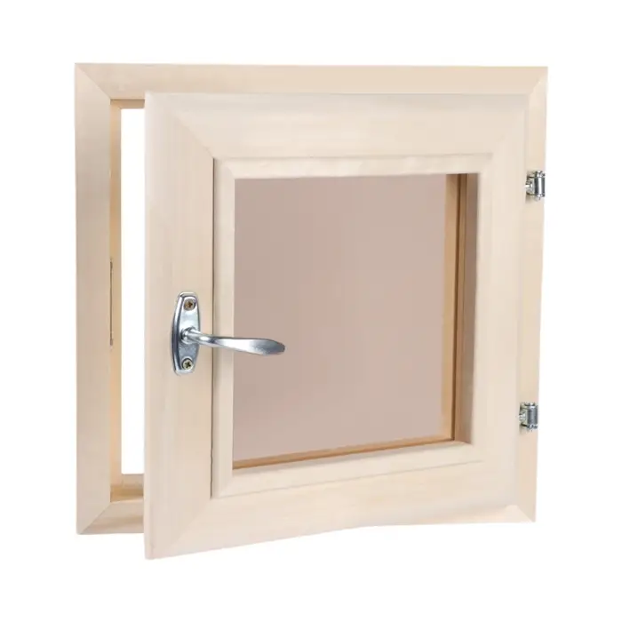 Окно деревянное для бани и сауны, 40&times;40 см, двойное стекло, цвет бронзовый