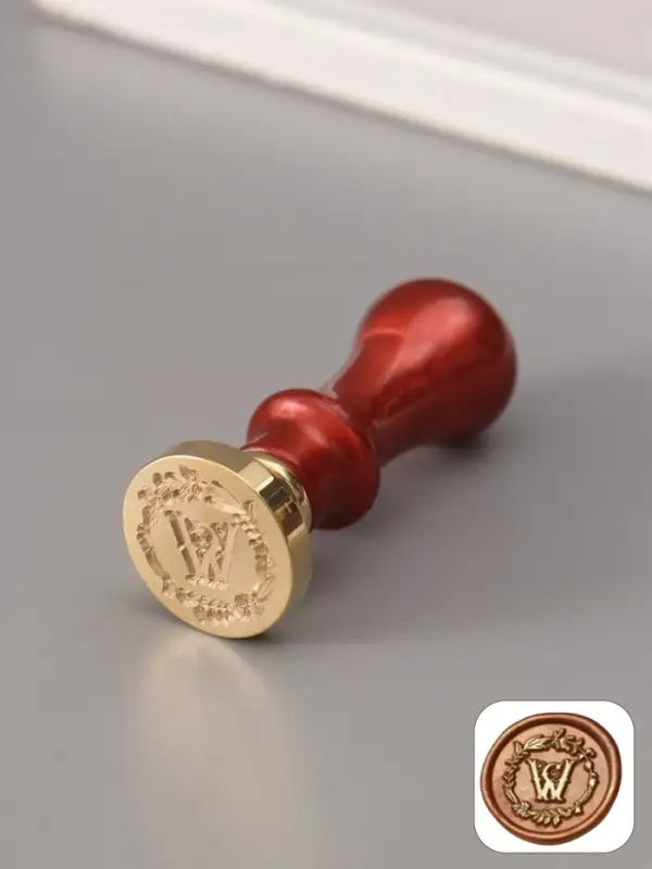 Печать для сургуча с пластиковой ручкой &laquo;Венок с буквой W&raquo;, 2.5&times;2.5&times;6.3 см