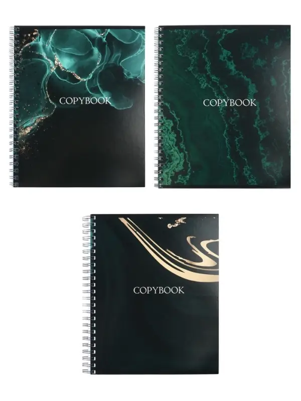 Компл тетр из 3шт 96л кл на гребне Мрамор зеленый на тёмном, мел карт, офсет (10296902)