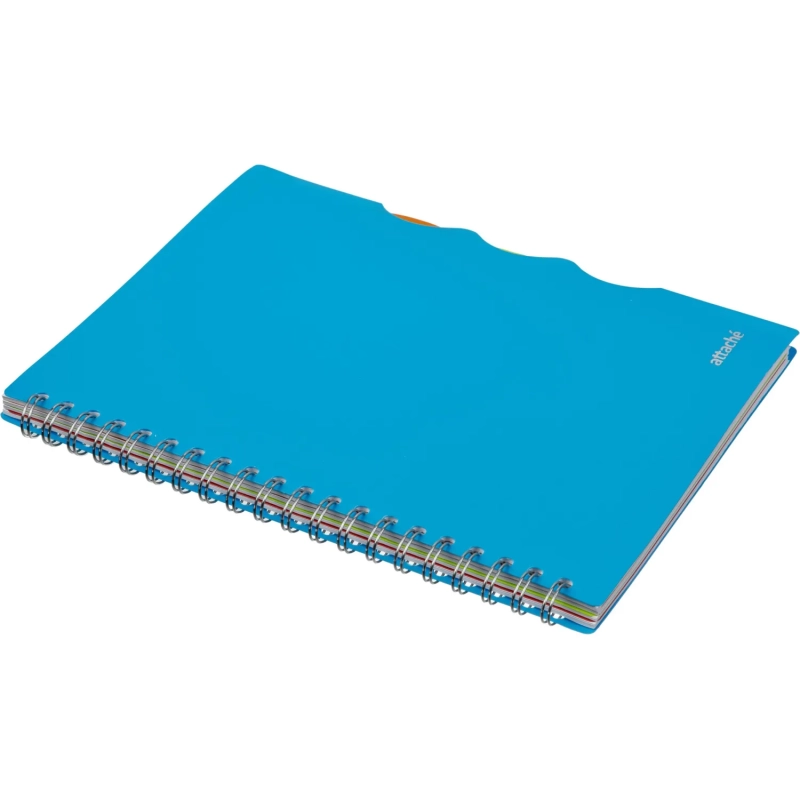 Бизнес-тетрадь Attache&nbsp;А4,100л,кл,спир,обл.пластик,с разделителями,голубой