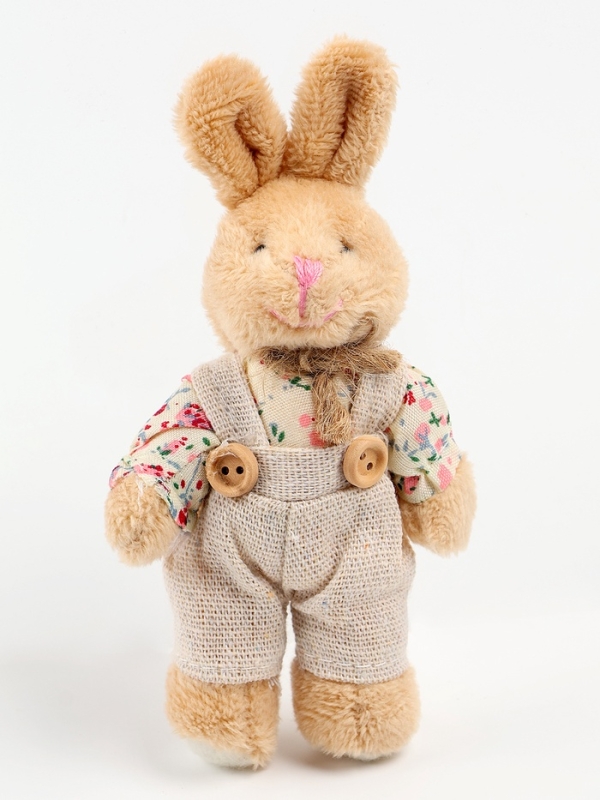 Мягкая игрушка  Мягкая игрушка "Зайчик в комбинезоне", 11х7х5 см