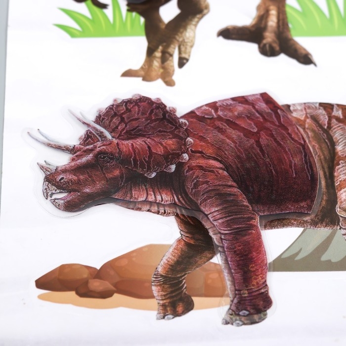 Наклейка пластик интерьерная 3D Наклейка пластик интерьерная 3D "Динозавры" МИКС 50х32 см