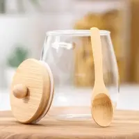 Сахарница BellaTenero «Эко» с ложкой, 650 мл, 10.5×10×13.5 см, с бамбуковой крышкой, стекло, прозрачная Сахарница BellaTenero «Эко» с ложкой, 650 мл, 10.5×10×13.5 см, с бамбуковой крышкой, стекло, прозрачная