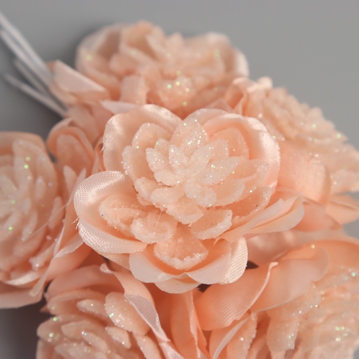 Декор для творчества "Камелия" оранжевый (1 набор=1 букет) в букете 6 шт 4х11 см