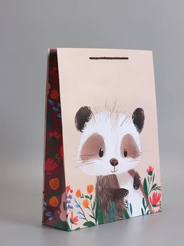 Пакет подарочный "Весёлый енотик" 33 х 42,5 х 10 см