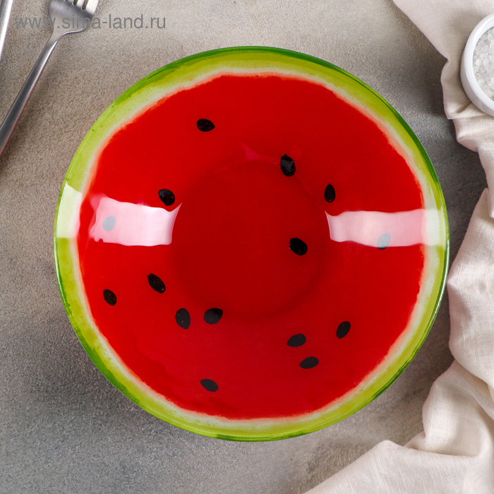 Салатник стеклянный Доляна «Сладкий арбуз», 920 мл, 22×5 см