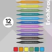 Акриловые маркеры 12 цветов ErichKrause Art Spirit, двусторонние