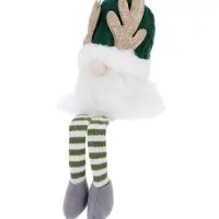Светодиодная фигура &laquo;Гном зеленая шапочка&raquo; 33 см, текстиль, 1 LED, от батареек AG10&times;3, свечение тёплое белое