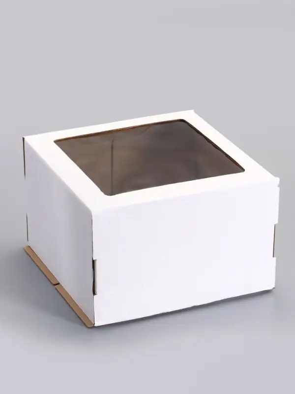 Коробка для торта, кондитерская, белая, с окном 30&times;30&times;19 см Набор 5 шт.