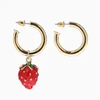Серьги "Земляника", цвет красный в золоте