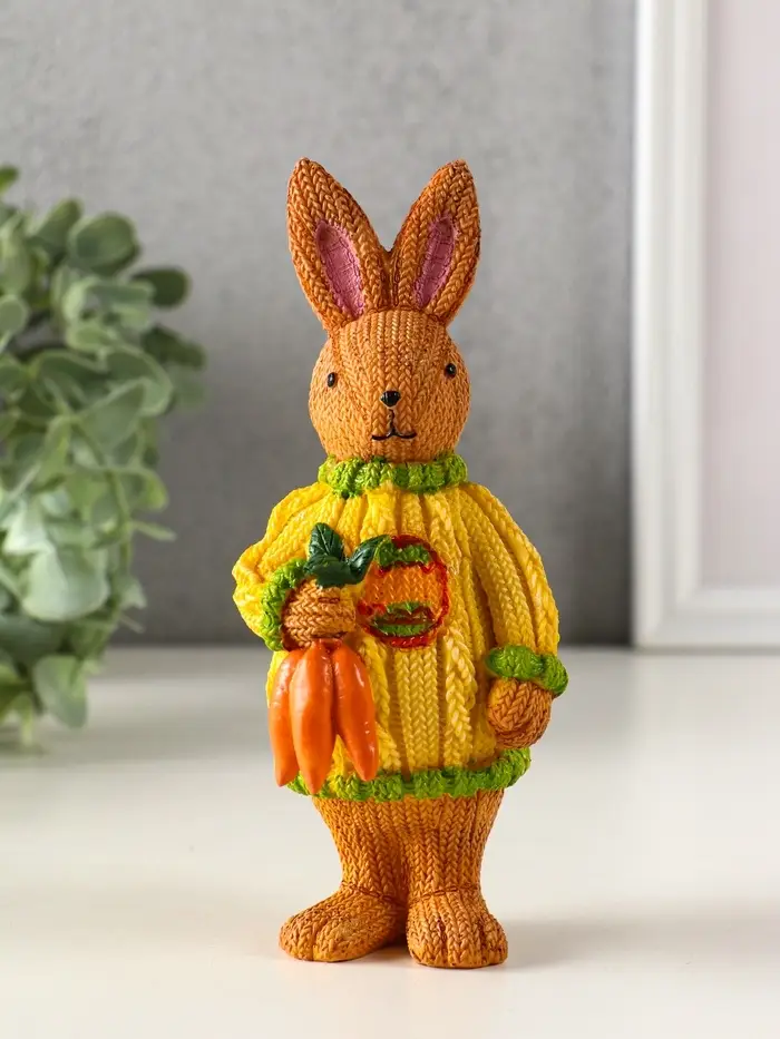Сувенир полистоун "Заяц в вязанном свитере с охапкой моркови" 6,5х6,5х15,5 см Сувенир полистоун "Заяц в вязанном свитере с охапкой моркови" 6,5х6,5х15,5 см