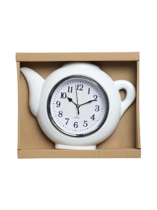 Часы настенные интерьерные, &laquo;Чайник&raquo;, дискретный ход, d=13 см, 30&times;23 см, белые, от батарейки 1&times;АА