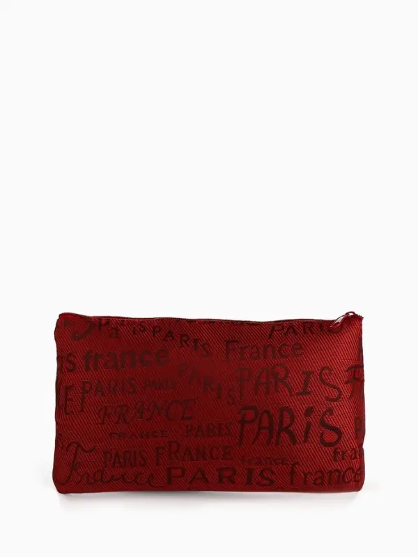 Набор простых косметичек 2 в 1 на молниях, с надписями, красный