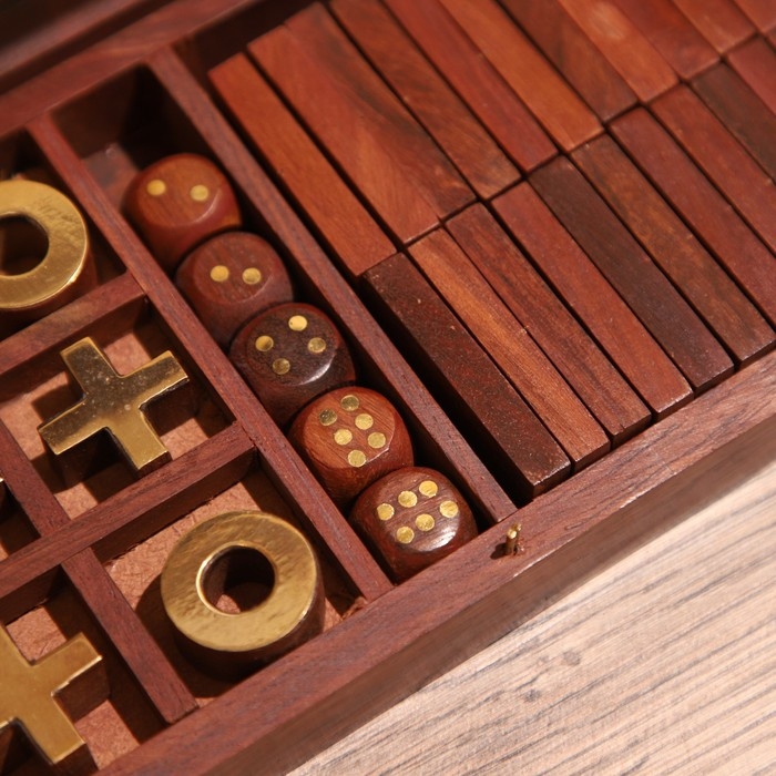 Игра настольная 3в1 (домино + крестики-нолики + кубики) 23х10,5х3,5 см, дерево шишам Игра настольная 3в1 (домино + крестики-нолики + кубики) 23х10,5х3,5 см, дерево шишам