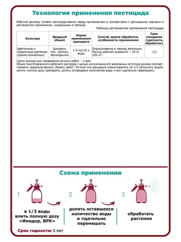 Средство от вредителей на горшечных и цветочных растениях "Имидор", ампула, 1,5 мл