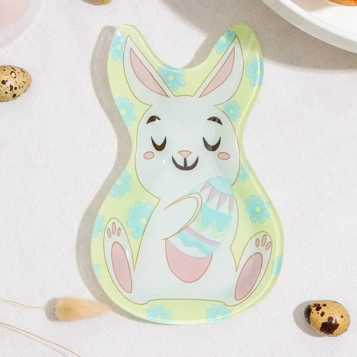 Блюдо стеклянное сервировочное Доляна «Пасхальный кролик», 20×13,5 см