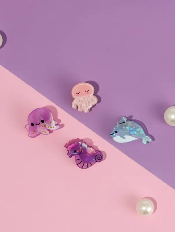 Краб для волос "Океан" (набор 4 шт) улыбашки, 3,5 см