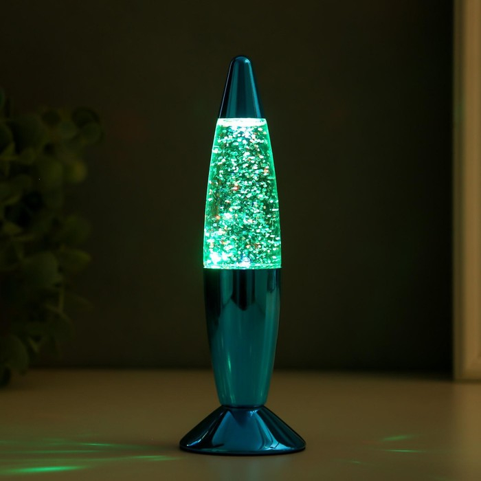 Светильник  Светильник "Голубая ракета" LED, лава, блёстки, от батареек 3хLR44 19 см RISALUX