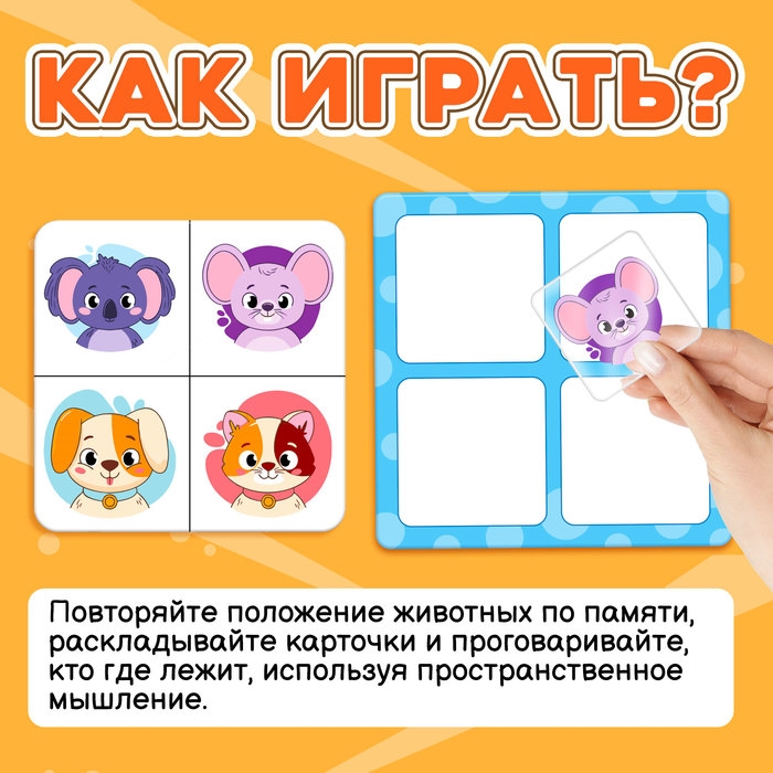 Развивающий набор «Сетка памяти», 10 карточек, 3+ Развивающий набор «Сетка памяти», 10 карточек, 3+
