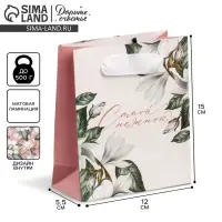 Пакет подарочный ламинированный двухсторонний, упаковка, «Самой нежной», S 12 х 15 х 5.5 см Пакет подарочный ламинированный двухсторонний, упаковка, «Самой нежной», S 12 х 15 х 5.5 см