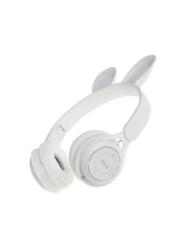 Наушники детские, беспроводные, накладные, с ушками зайца, Y08R, Bluetooth 5.1, с микрофоном, с подсветкой, 400 мАч, белые