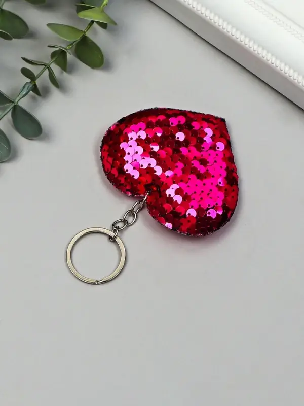Брелок для ключей на кольце &laquo;Пайетки. Сердечко&raquo;, текстиль, 9&times;8 см, МИКС