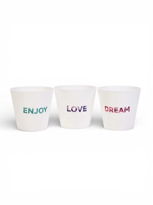 Набор кашпо 3 в 1 Dream, enjoy, love, тиснение, 0.8 л, 11&times;12 см
