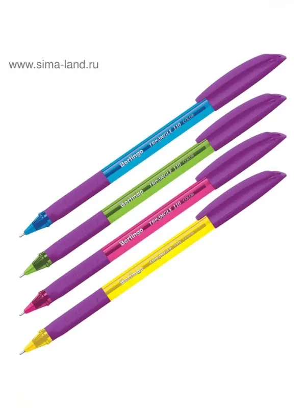 Ручка шариковая Berlingo. Triangle 110 Color, синий стержень, узел 0.7 мм, резиновый упор, МИКС
