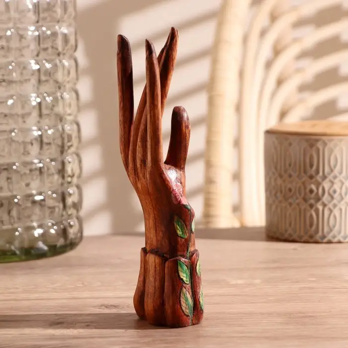 Подставка для колец дерево Подставка для колец дерево "Рука роспись" 20 см