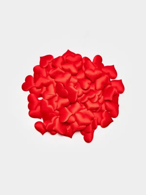 Сердечки декоративные атласные 3.5 см, красные, 100 штук