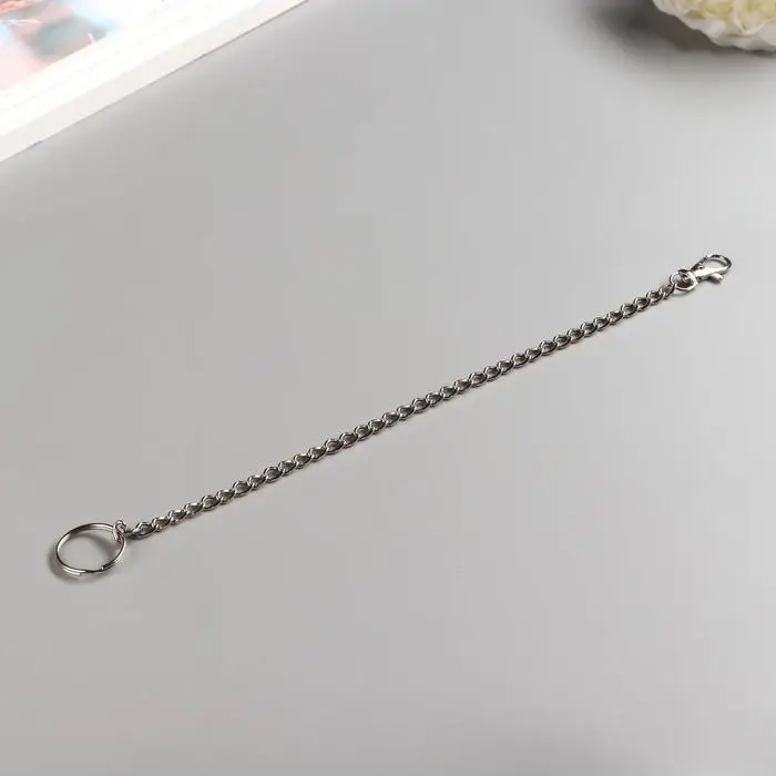 Цепочка д/ключей с карабином на кольце, серебристая 0,7х34,5 см Цепочка д/ключей с карабином на кольце, серебристая 0,7х34,5 см