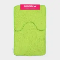 Коврики для ванной и туалета Доляна &laquo;Пушистик&raquo;, 2 шт.: 40&times;50 см, 50&times;80 см, цвет зелёный