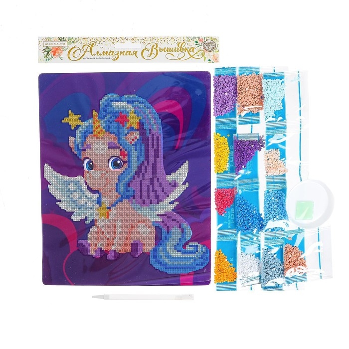 Алмазная мозаика с частичным заполнением для детей «Разноцветная единорожка», 20 х 25 см