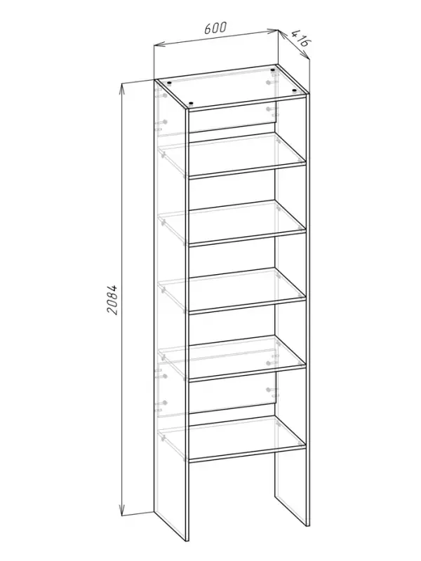 Стеллаж модульной гардеробной системы «Модус», 2090×600×420 мм, цвет белый