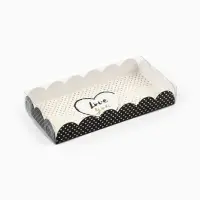 Коробка для печенья с прозрачной крышкой Love you, тиснение, 21&times;10.5&times;3 см