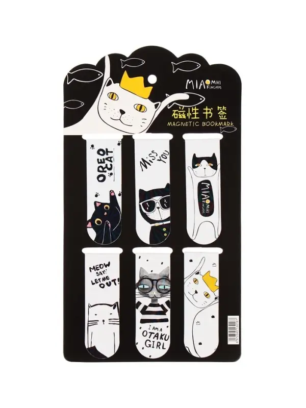Набор магнитных закладок для книг Calligrata &laquo;Кошки&raquo;, 6 штук, МИКС