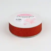 Лента декоративная &laquo;Блёстки&raquo;, 25 мм &times; 9.1 &plusmn; 0.5 м, цвет красный