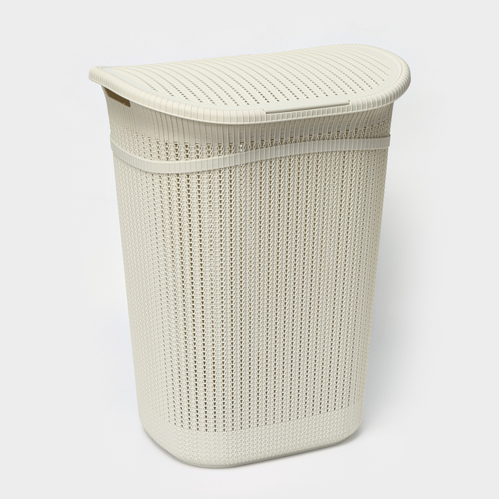 Корзина бельевая с крышкой «Вязание», 55 л, 45×36×57 см, цвет белый ротанг Корзина бельевая с крышкой «Вязание», 55 л, 45×36×57 см, цвет белый ротанг