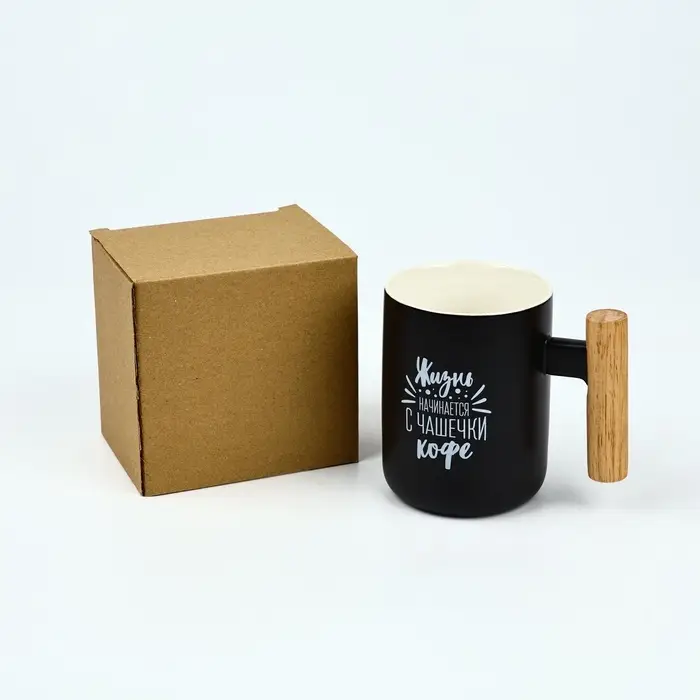 Кружка чайная керамическая &laquo;Жизнь начинается с чашечки кофе&raquo;, 400 мл