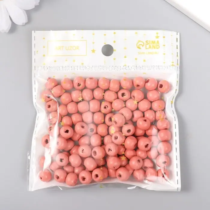 Бусины для творчества дерево "Розовый лобстер" d-0,8 см, набор 20 гр