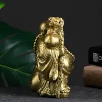 Фигурка гипс &laquo;Бог Хотей с мешком и посохом&raquo;, золото, 16&times;14&times;10 см