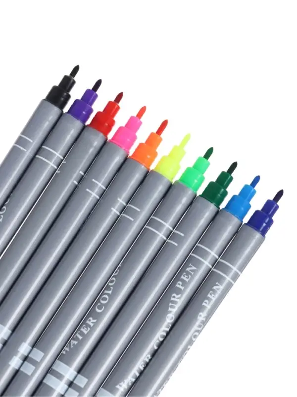 Фломастеры 10 цветов, двухсторонние, круглый наконечник 2 мм/5 мм, вентилируемый колпачок, блистер