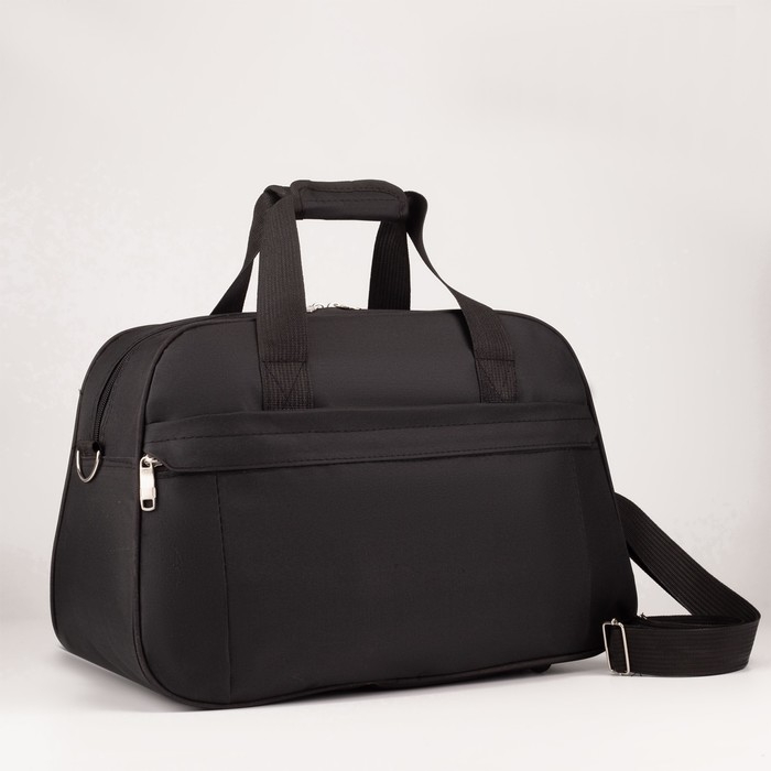 Сумка дорожная на молнии, наружный карман, длинный ремень, цвет чёрный Сумка дорожная на молнии, наружный карман, длинный ремень, цвет чёрный