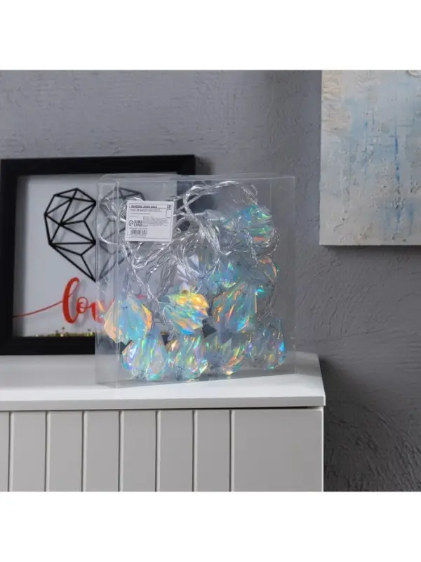 Гирлянда &laquo;Нить&raquo; 2.5 м с насадками &laquo;Груши&raquo;, IP20, прозрачная нить, 10 LED, свечение белое, 220 В