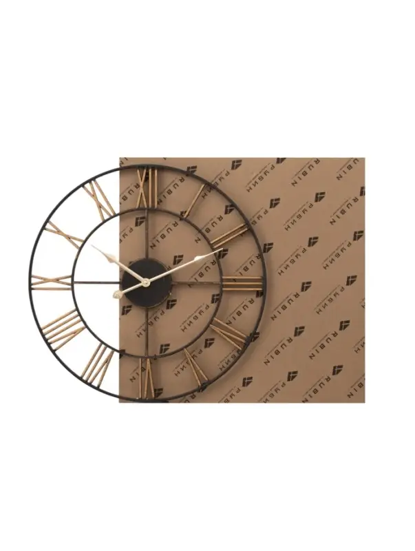 Часы настенные интерьерные, Лофт, бесшумные, плавный ход, d=47.5 см, корпус чёрный с бронзой
