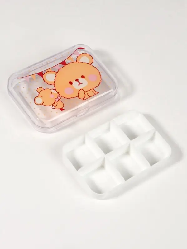 Таблетница &laquo;Милашки&raquo;, 6 секций, 9.2 см &times; 6.2 см &times; 2 см, белая