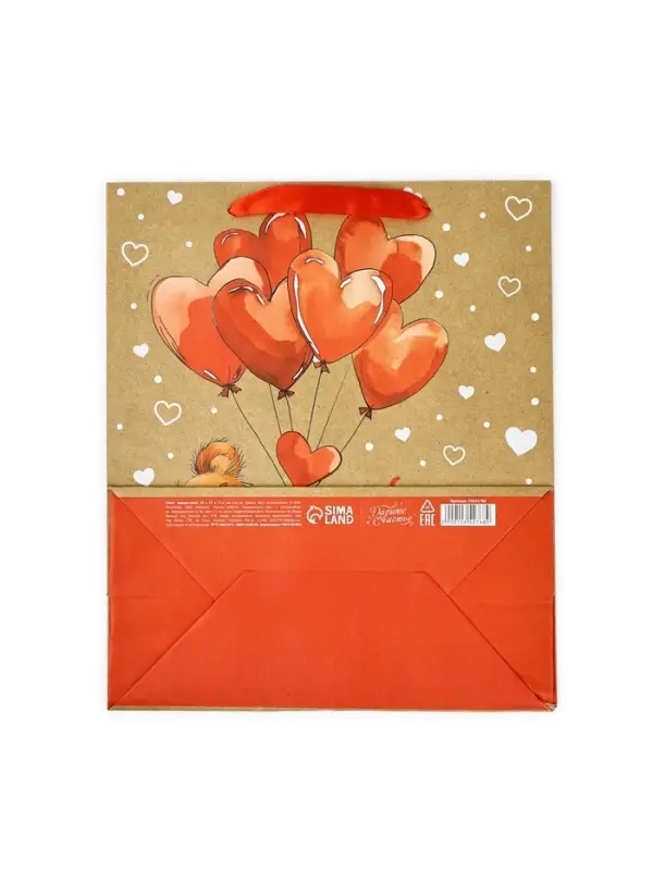 Пакет подарочный крафтовый «Люблю», ML 23 х 11.5 х 27 см