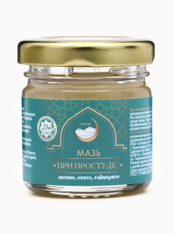 Мазь при простуде, ангине, отите, гайморите, Мазь при простуде, ангине, отите, гайморите,"GoryStepy", 30 мл