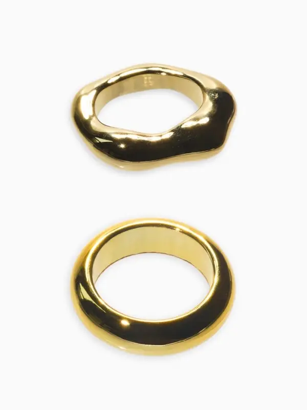 Кольцо пластик «Стиль», набор 2 шт. размер 17, цвет золото Кольцо пластик «Стиль», набор 2 шт. размер 17, цвет золото